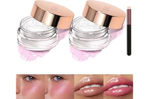OHSN Fard à Joues Changeant de Couleur 2PCS Clear Blush Color Changing Liquide Blush Changeant De Couleur pour Visage Lèvres Rouge Lipgloss Moisturizing Transparent Maquillage avec 1 Pinceau à Lèvre