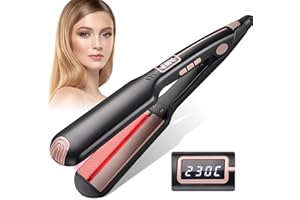 FACAIO Piastra per capelli, ferro per lisciare in ceramica, Professionale infrarossi Piastra, Display Digitale, 100-230°C, degli ioni negativi, riscaldamento rapido 10 sec, Effetto Liscio a Lungo (Nero)