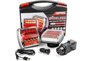 Qiping Wireless Neon Trailer Light Magnetic with E-mark approved, Waterproof, Rechargeable 12V Cordless LED Trailer Board Lights with Number Plate Lamp