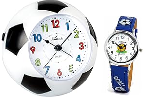 Atlanta 1199 KAU Réveil enfant sans tic-tac coupe du monde de football + montre enfant