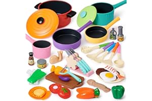 G.C Accesorios Cocina Juguetes Infantil , Utensilios Cocina Accesorios con Comida Juguete & Juego de Ollas Y Sartenes, Juego De rol Juguete Regalos Cumpleaños Navidad para Nino Niña 4 5 6 7 8 Años