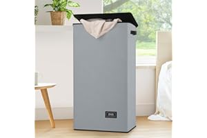 SOLEDI Laundry Baskets with Lid 100L Large Laundry Hamper, Washing Baskets for Laundry with Inner Bag and Handles - Foldable Laundry Baskets for Bedrooms (Light Grey)