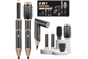 Aofesel 6-en-1 Air Styler & Sèche-cheveux, Boucleurs Auto-Wrap, Brosse Thermique Brushing avec 5 Accessoires, Brosse Soufflante pour Sécher Boucler Lisser Donner du Volume et Coiffer