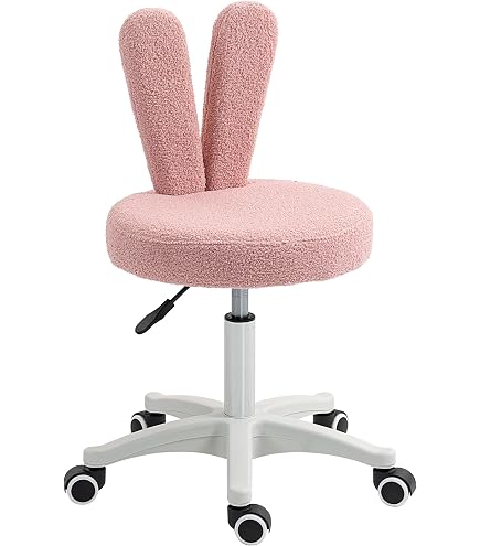HJH Office Sedia Girevole Bambini FANCY I In Ecopelle Rosa – Cresce Con Loro, Ruote Di Sicurezza Per Moquette, Peso Max 60 Kg - 4