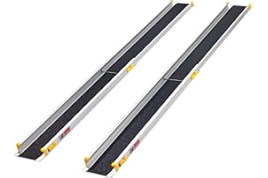 ‎FTSOLID FTsolid Teleskoprampen Teleskopschiene Rollstuhlrampe Auffahrschiene aus Aluminium für Rollstuhl, Rollator oder Kinderwagen, Auffahrrampe für Treppen, Rampe