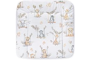 Balbina® Wickelunterlage Wasserdicht Wickeltischauflage Wickelauflage baumwolle 60x70 I Safari