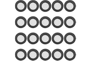 Cabilock 20 Pz Guarnizione Con Filtro in Rete Acciaio Inox E Gomma Per Filtro Scarico Lavandino E Rubinetti Nero 1.9X1.9X0.3Cm