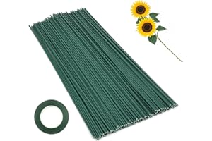 Sivaopa 150 Stück Blumendraht Stäbe Floristik Draht Grün, 30CM Grün Steckdraht Blumenstamm, 2MM Draht Steckdraht Floristik, Stiel Draht Blumen Draht mit Floristenband für DIY Herstellung