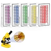 Ninyoon 60 Sample Slides for Children - Prepared Microscope Slides, Animals, Insects, Plants and Flowers