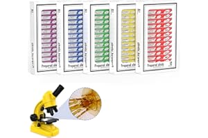 Ninyoon 60 szt. szkiełek mikroskopowych z próbkami dla dzieci – przygotowane dla dzieci szkiełka mikroskopowe ze zwierzętami, owadami, roślinami, okazem kwiatów