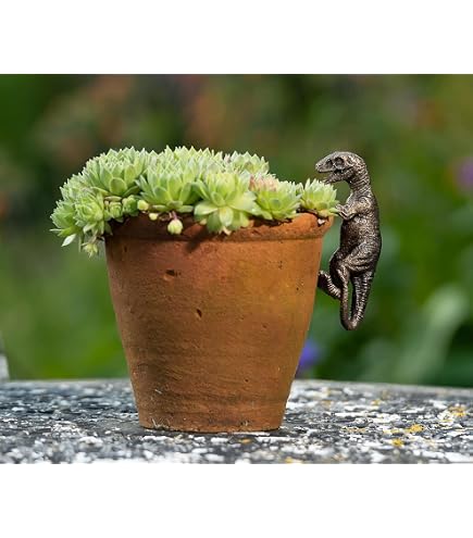 Pot Buddies T-Rex Deko-Hänger – Bronzefarben, Aus Frostsicherem Polyresin, Für Töpfe, Vasen Oder Als Wanddekoration, Ganzjährig Für Innen & Außen