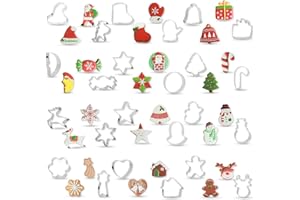 Jsdoin 24 Pieces Christmas Cookie Cutters Set, Stainless Steel Biscuit Moulds with Snowman, Santa Hat, Snowflakes, Christmas Tree for Pastry Baking Fondant Chocolate Cookie DIY, Christmas Decoration