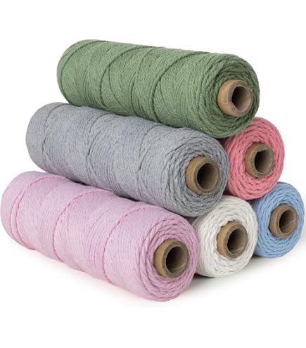 Cerkkapo Macramégaren Set – 4 Rollen X 100 M (Totaal 400 M) – 3 Mm Dik – Kleuren: Ecru, Donkerbruin, Taupe & Mokka – 100% Katoen – Voor Plantenhangers, Wandkleden & DIY
