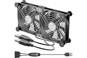 JYUDAUFU Dual Cooling Fan 120 × 25 mm DC1225 USB Port Heatsink Low Noise Dual Ball Bearing Fan with Switch, for Router/Laptop/PC/Cooling Electronics/Game Console