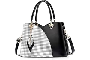 NICOLE & DORIS Elegant Women's Handbag with Multiple Pockets, Shoulder Bags Made of PU Leather, Handbag, Checked Shoulder Bag with Pendant