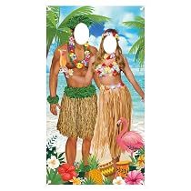 Décor Photo Thème Hawaïen 1x1.8m - Fond Photomaton Couple Fête Luau