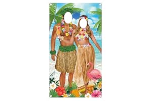 TOPJOWGA Party Dekoration Hawaii, 180 x 90 cm Luau Paar Foto Stütze Fotohintergrund, Luau Foto Stand Hintergrund, Luau Paar Foto Stütze Banner, Hawaii Sommer Strand Thema Dekoration