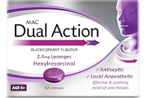 ERNEST JACKSON & CO. LTD Mac Dual Action Blackcurrant Flavour 12 Lozenges - Effective & Soothing Relief of Sore Throats and Associated Pain