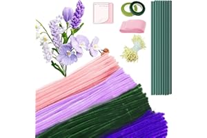 SINWIND 400 Piezas Limpiapipas Manualidades, Limpiapipas Flores 4 Colores, Limpia Pipas para Manualidades, Ramo Alambre Chenillas, con Tallos y Cinta, para Regalos Artesanales y Decoración (Púrpura)