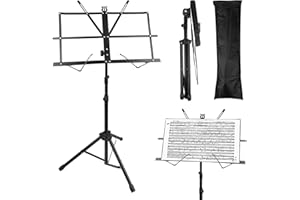 Elsrantor Music Stand & Table Stand, 2 in 1, Music Stand, Foldable, Stable, Music Stand, Metal Music Holder, Foldable Metal Tripod with Carry Bag, for Children and Adults, Black