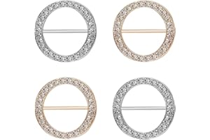 LLGSDLL 4 Pezzi Anelli Sciarpe Fibbia per Donne, Seta Sciarpa Anello, Angolo Vestiti Annodato Fibbia, Spilla Gioiello Strass per Feste, Banchetti, Gioielli Moda, Accessori Cappotto