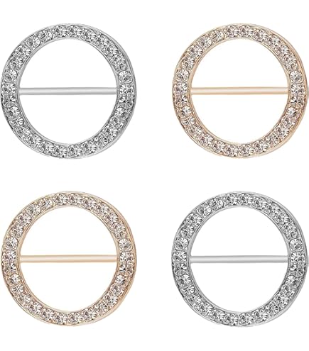 2 Fibbie Per Sciarpa Con Strass - Dorato E Argento, Per Avvolgere Sciarpe E Scialli - Foto 2