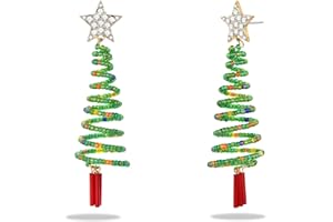 LILIE&WHITE Christmas Earrings For Women Christmas Tree Dangle Earrings With Colorful Rhinestone Glitter Bow Knot Colorful Light Bulb Jingle Bell Stud Earring Holiday Earrings Xmas Gift