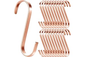 Homewit 20Pcs S Hooks for Hanging, Rose Gold Professional 7.7cm Flat S Hooks, Weight Capacity 10kg, for Hanging Plants Outdoor, Kitchen Tools, Bathroom Clothes