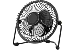 UBOON Ventilador de Mesa 6'' (15 cm) – Compacto y Potente, 20W, 2 Velocidades, Aspas Metálicas, Ajustable, para Escritorio, PC, Oficina o Hogar – Color Negro/Gris