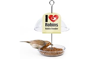Clear Hanging Bird Feeders For Small Birds - Jacobi Jayne® I Love Robins® Pearl Feeder™ - Attracts Small Garden Birds. HangIng Bird seed Feeder Perfect For Seed Mixes And Mealworms.