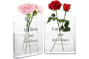 ONEZEBRA Vase Livre Acrylique Transparent en Forme de Livre pour Fleur Et Décoration D'intérieur