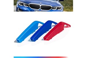 AUTOXPRESS MOTORS GROUP Kidney Grille Insert Tri-Color Covers 3pcs - Fits B-M-W 3 Series G20 G21 2019-2022 (8 Slats), ABS Snap-on Front Grill Clips, Grille Insert Trim Strips, Car Front Grill Mesh Trim