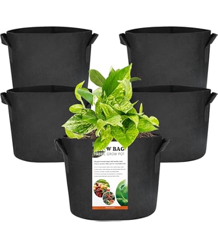 Sacchi Per Piante SunStream 5 Pezzi - 67L Luno, In Tessuto Non Tessuto Con Manici, Per Orto E Fiori - Foto 5