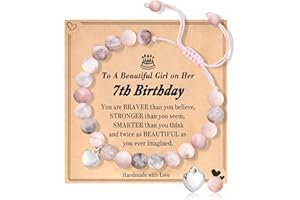 COLANANA Natural Stone Bracelet,Healing Crystals Bracelet, Anxiety Bracelet for Women,Sweet Heart Charm Healing Bracelets for Women Teen and Girls