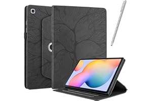 Netany Funda para Samsung Galaxy Tab A7 Lite 8.7 Pulgada 2021 con lápiz Capacitivo, Piel sintética con Tapa función Atril Soporte para lápiz Árbol de La Vida Funda - Negro