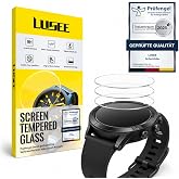 LUSEE 3-Piece Tempered Glass Screen Protector for Smartwatch (Round, Diameter 38mm) Universal [9H Hard Glass] [HD Clear] [Ant