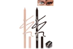LESTPOLA 2Pcs Gel Eyeliner Wasserfest, Nackt Braun Kajalstift Creme Matt, Langanhaltend, Wischfest Eyeliner mit Anspitzer, Intensive Farbe, Leicht Aufzutragen, Hypoallergen Makeup für Empfindliche Augen-03+06