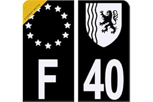 HADEXIA Autocollant Sticker Plaque d'immatriculation Moto Département 40 Landes Noir