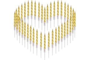 FIHODONE 40 Stücke Geburtstagskerzen, Spiral Kerzen Geburtstag für Torte，Kerzen Deko Geburtstag Mädchen Junge, Geburtstagsdeko Hochzeit Party Kuchen Dekorationen (Gold)