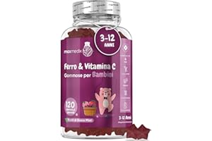 MAXMEDIX Ferro Integratore + Vitamina C Bambini, 120 Gommose Vegane ai Frutti di Bosco con Vit C (4 Mesi di Fornitura) Adatte dai 3 ai 12 Anni, Integratore Ferro con Vitamine Bambini Gommose, Senza Glutine