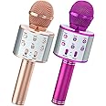Wowstar Wireless Microphone, Karaoke Bluetooth Microphone for Kids Adults, Portable Toy Karaoke Mic Speaker Machine, Home KTV Player Support Android & iOS Devices for Party Singing (Rose Gold&Violet)