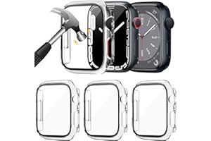 KIMILAR [3 Stücke Schutz Kompatibel mit Apple Watch Series 8/7 45MM Schutzhülle PC Hülle, Blasenfreie Displayschutz, Ultradünne Glas PC Gehäuse Case Kompatibel mit iwatch 7/8 Schutz (45mm)