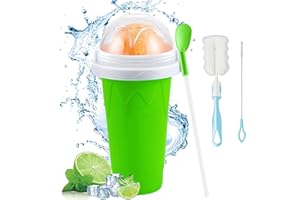 JurciCat Slushy Maker Becher Slush Eis Becher zum kneten Silikon Squeeze Ice Cup Smoothie Becher mit Strohhalmlöffel und Tassenbürste für Slushie Eis