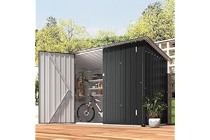 UNIONLINE 2.1x0.9m Metal Bike Shed, Lockable Galvanised Steel Garden Shed for 2-3 Bikes, Waterproof Outdoor Storage，Grey