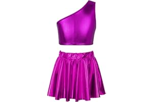 Alvivi Vestido Animadora para Niña Conjunto de 2 Piezas Crop Top sin Mangas? Falda con Cintura Elastica Traje de Cheerleaders Niña 3-14 Años