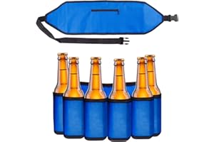 ADFUENOM Biergürtel Bierhalter Portable Trinker Bier Soda kann Gürtelhalter 6 Getränke,Getränke Gürtel Bierdosen Gürtel Bierholster für Festivals JGA's Parties Karneval und Camping.Beer Festival Gadget (Blau)