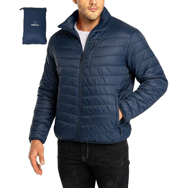 Xnova Blouson Homme Légère Imperméable - Veste Matelassée Mi-Saison, Capuche Détachable, Coupe-Vent Hiver