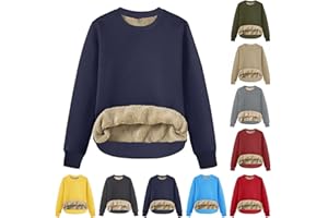HAOLEI Felpa Donna Foderata in Pile Senza Cappuccio Pullover Oversize Morbido e Caldo per Inverno Maglia Casual a Manica Lunga Girocollo Tinta Unita Sportivo Streetwear Top