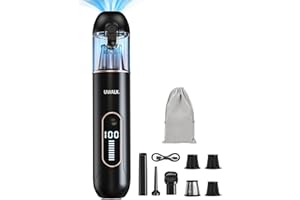 UWALK Aspirateur Voiture Main Sans Fil: 19000Pa Portable Mini Aspirateur Puissant 7500mAh - Rechargeable USB Car Cleaner Petit avec 3 Filtres - Aspirateurs à Main pour Car Bureau Table Canapé Maison Matelas