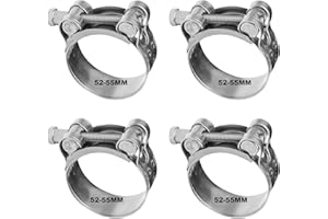 SZWLJ T Bolt Hose Clamps，4 Pieces 52-55MM Durable Exhaust Clamp Set, Hose Clips & Bolt Clip - Piping Secure Reliable Connection for Various Applications